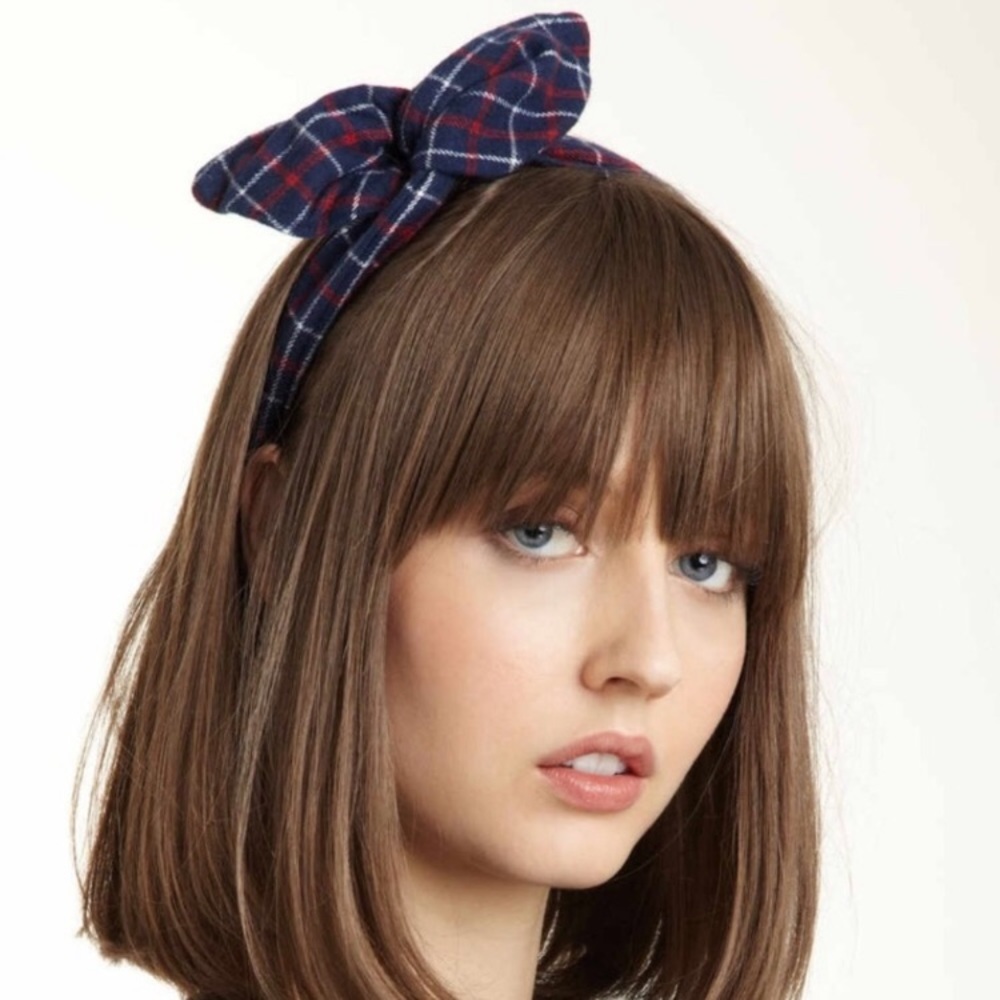 NEW PLAID PATTERN FLANNEL VERSATILE WIRE HEADBAND